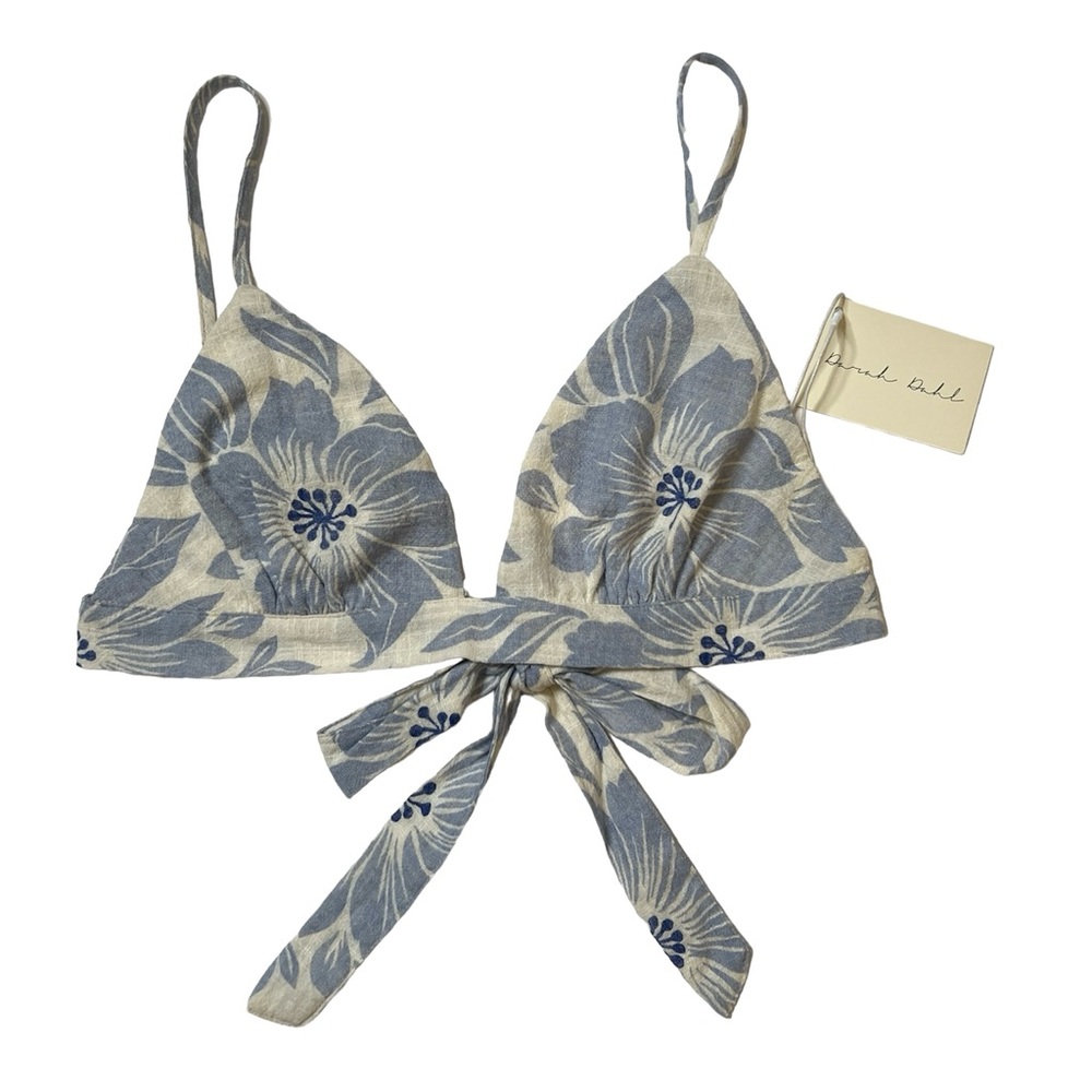 Darah Dahl Blue Maui Floral Print Bralette Top Sz L Women